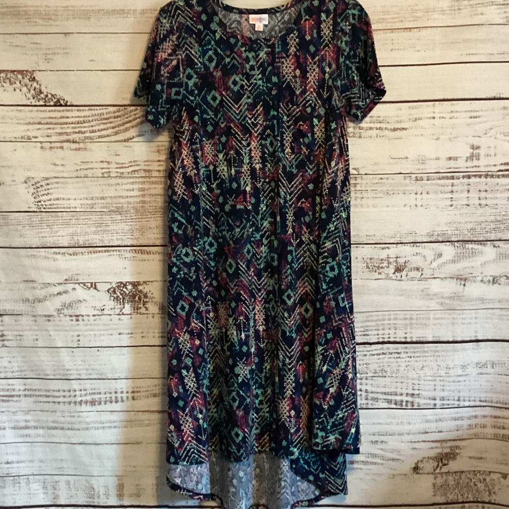 LuLaRoe High Low Carly Dress with Geometric Pattern